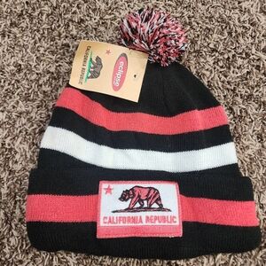 New Eclipse Multi Color California Republic Cuffed Knit Winter Pom Beanie